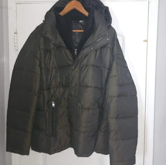 Calvin Klein Mens Full-Zip Puffer Jacket Large Green Iridescent - NWT $225 - Picture 2 of 16